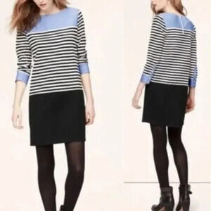Ann Taylor LOFT  Color Block Chambray and Striped Dress